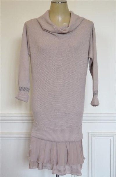 PINKO
Robe en lainage beige, volant en mousseline...