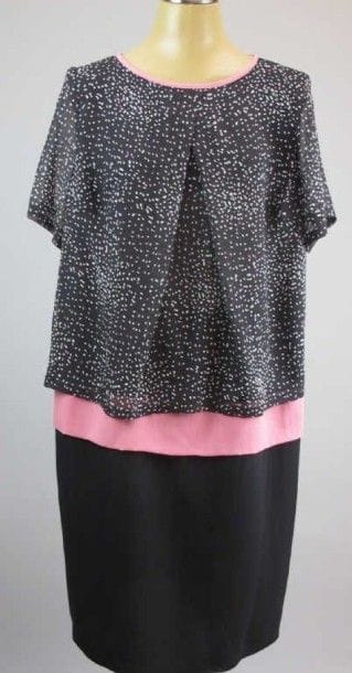 Marina Rinaldi. Robe imprimée blanc et rose...