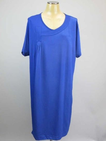 Marina Rinaldi. Robe jersey bleu dur, manches...