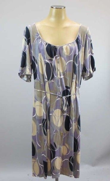 Marina Rinaldi. Robe jersey imprimés beige,...