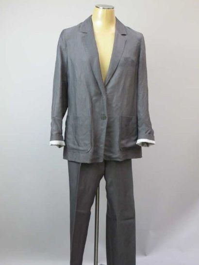 Teenflo. Tailleur pantalon lin gris, taille...