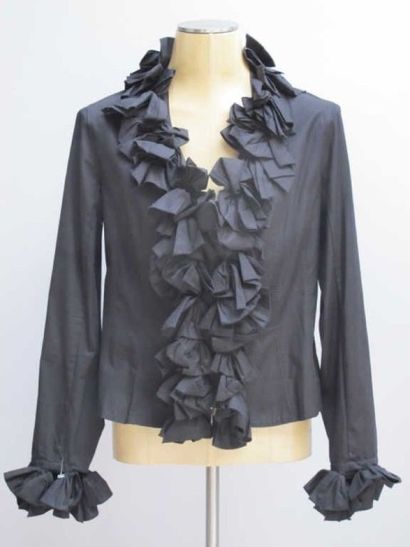 Anne Fontaine. Chemise coton noir, agrémentée...