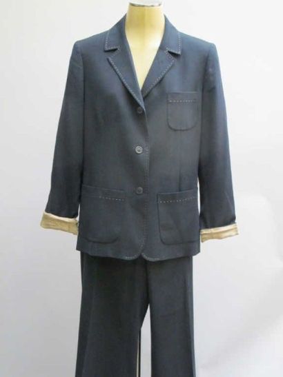 Patrick Gérard,Tailleur pantalon marine surpiqué...