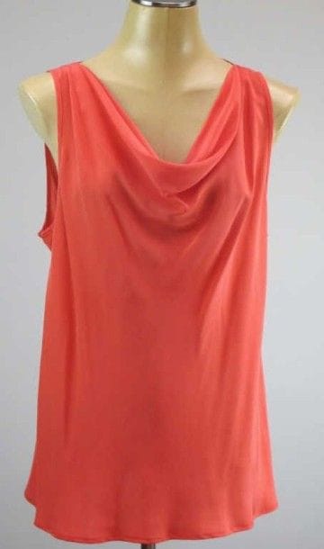 Marina Rinaldi. Haut soie drapé corail, taille...