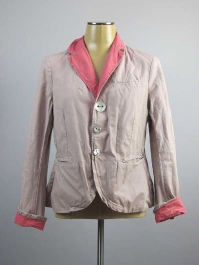 KENZO. Veste en coton réversible rose et...