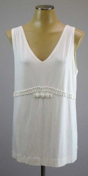 Marina Rinaldi. Haut jersey de coton blanc,...