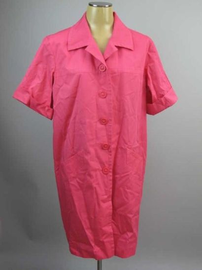 Ysl Variation. Robe chemisier coton fuchsia...