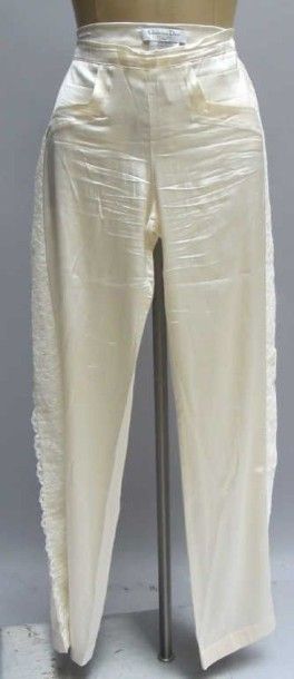 Dior. Pantalon en soie et application de...