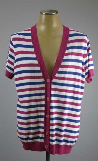 Persona. Gilet coton rayé, bleu rose et blanc,...