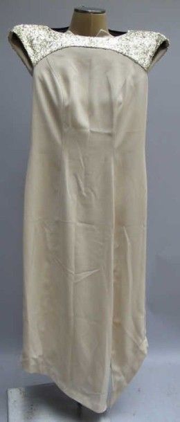 Mugler.Robe longue crème à application de...