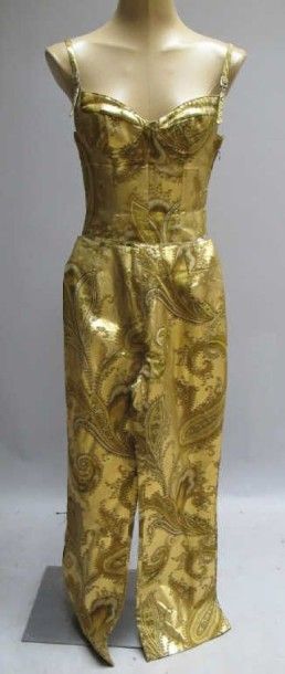 Thierry Mugler. Bustier et pantalon en soie...