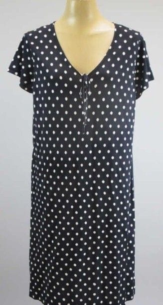 Marina Rinaldi. Robe jersey, noire pois blancs,...