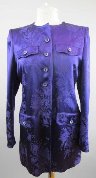 Saint Laurent. Veste violette à motifs de...