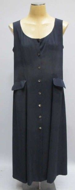 Robe longue bleu marine, poches palquées,...