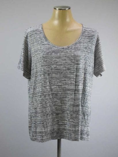 Marina Rinaldi. T-shirt rayé noir et blanc,...