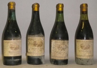 4 Bouteilles MORGON 1953 - mise Nicolas Etiquettes...