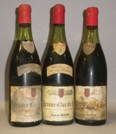 3 Bouteilles BEAUNE CLOS DU ROI 1961 - Louis...