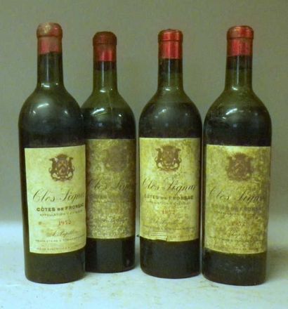 4 Bouteilles CLOS SIGNAT 1952 - Côtes de...