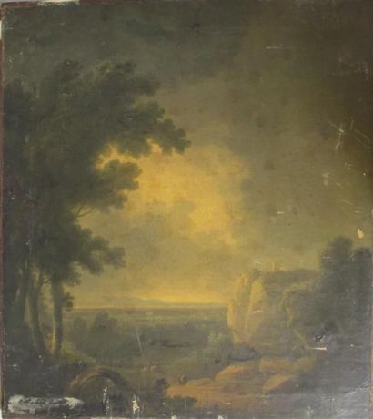 Ecole francaise XVIIIème siècle. Paysage....