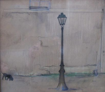 Joseph ROSSI (1892-1930). Reverbère et chien...