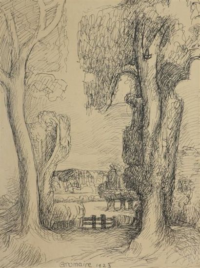 Marcel GROMAIRE (1892-1971). Paysage. Encre...