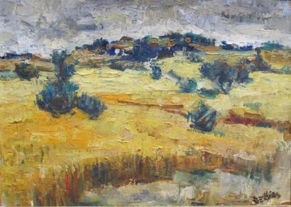 Richard BELLIAS (1921-1975). Paysage. Huile...