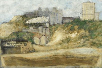 Josef SIMA (1891-1971). Paysage urbain. Huile...
