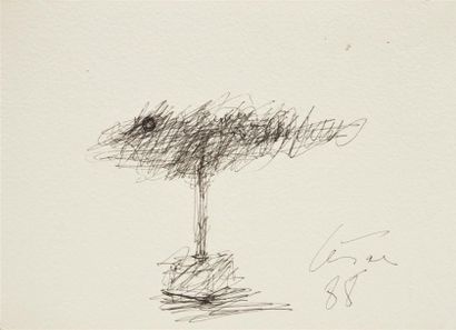 CÉSAR (1921-1998). Poisson, 1988. Encre noire,...