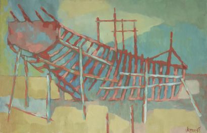 Jean-Paul VROOM (1922-2006). Chantier naval....