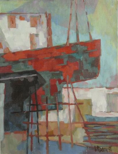 Jean-Paul VROOM (1922-2006). Chantier naval....