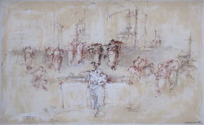 Hanna SIDOROWICZ (1960). Silhouettes. Fusain,...