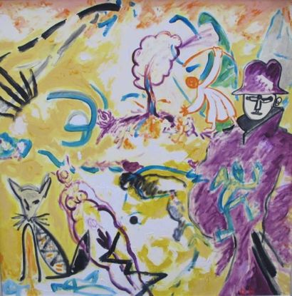 Z.L MARCHA (XXe). Son chapeau II. Acrylique...