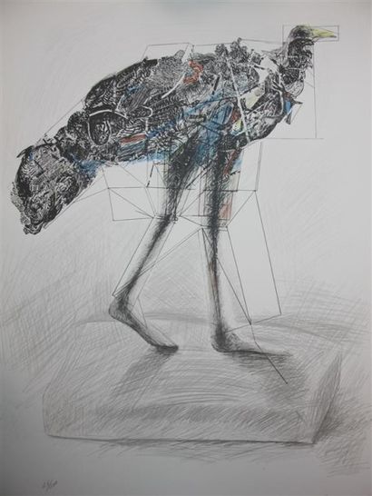 CÉSAR (1921-1998). Poule. Lithographie en...