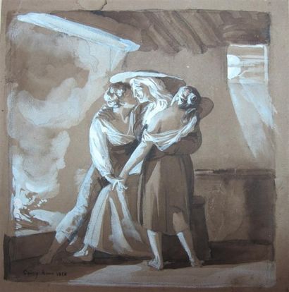Joseph COINY (1795-1829). Une mère enlaçant...