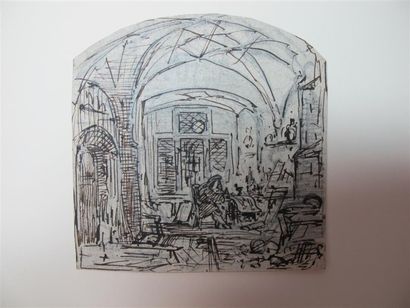 Otto WAGNER (1803-1861). L'apothicaire. Crayon,...