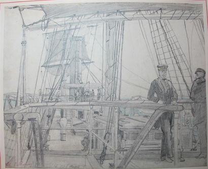 Charles DESAVARY (1837-1885). Scène à bord...