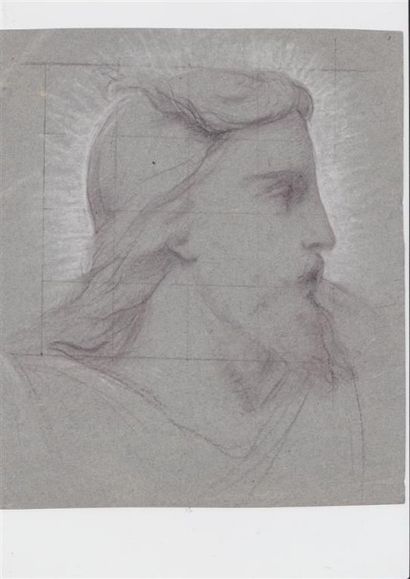 Hippolyte LAZERGES (1817-1887). Tête de Christ....