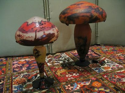 Lampe champignon en verre multicouche marbré...