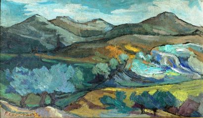 François LOMBARDI (1925-1996) Les Alpilles...
