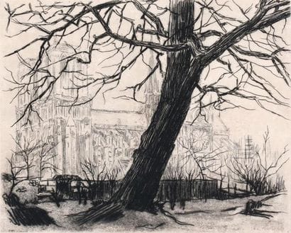 Emile DE GORCE (XXe) Vue de Notre Dame. 1927....