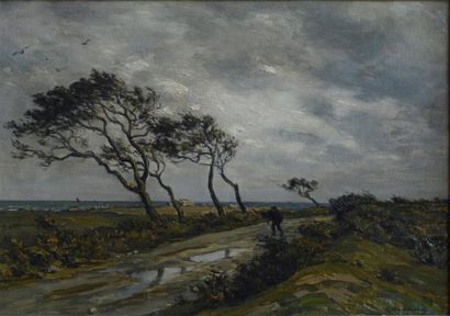 André DAUCHEZ (1870-1948) Coup de vent sur...