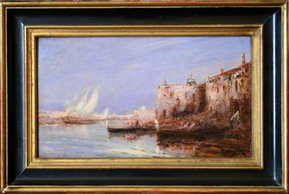 Edouard DUFEU (1836-1900) Vue de la lagune...