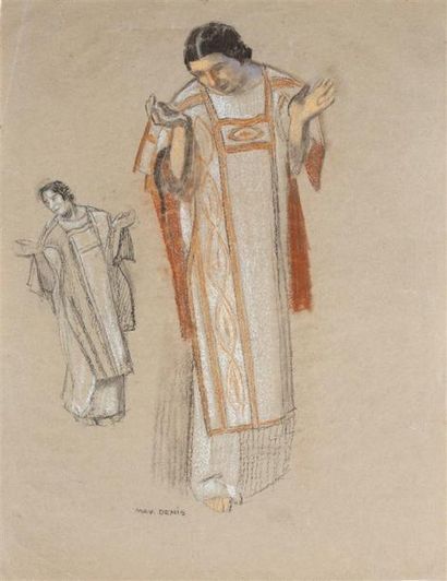 Maurice DENIS (1870-1943) Etude pour l'ange...