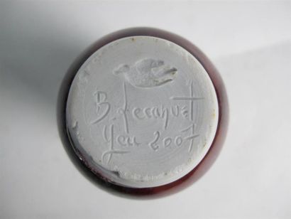 Brigitte LECANUET (née en 1949). Vase cylindrique...