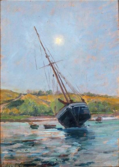 Paul-Emile LECOMTE (1877-1950) Bateau à marée...