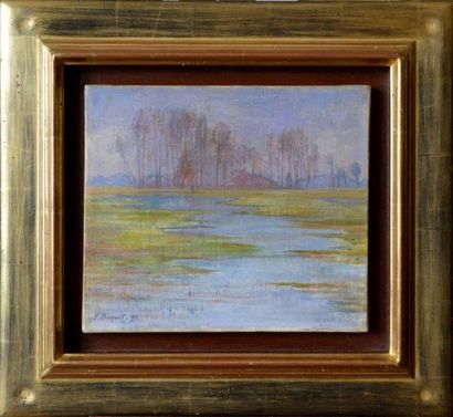 Paul BOCQUET (1868-1947) Champs inondés Huile...