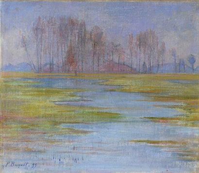 Paul BOCQUET (1868-1947) Champs inondés Huile...