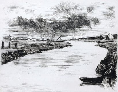 Emile DE GORCE (XXe) Paysage de Vendée. Gravure...