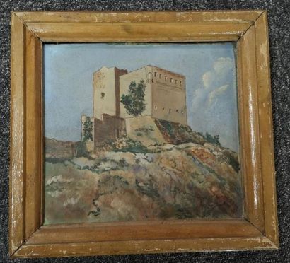 COULON P. La Forteresse huile sur panneau...