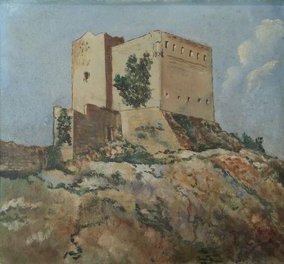 COULON P. La Forteresse huile sur panneau...